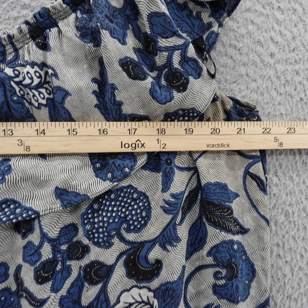 Michael Kors Blouse Size 2X Blue Floral Womens Ruffle‎ Off Shoulder Peasant Top